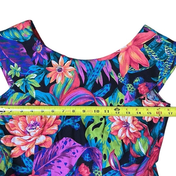 Vintage 80’s swing dress,rockabilly,Hawaii floral,crinoline,PTP 17”,  sz 5. 🇨🇦 - Picture 13 of 16